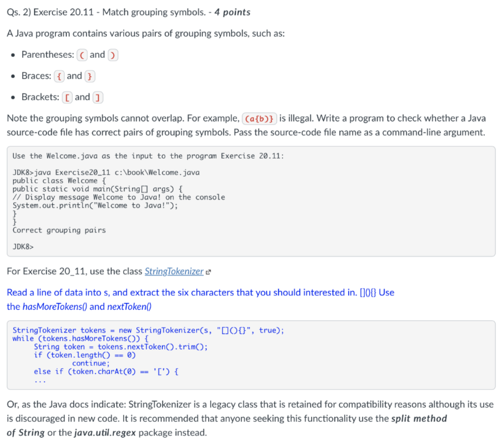 Solved Qs. 2) Exercise 20.11 - Match grouping symbols. - 4 | Chegg.com