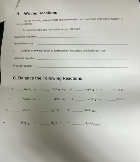 Solved 2 A. Chemical Reactions The parts of a chemical | Chegg.com