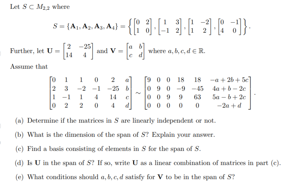 Solved Let S C M2 2 Where S A1 A3 2 4 Chegg Com