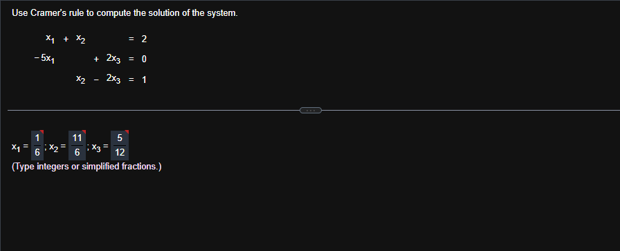 Solved Use Cramer's Rule To Compute The Solution Of The | Chegg.com