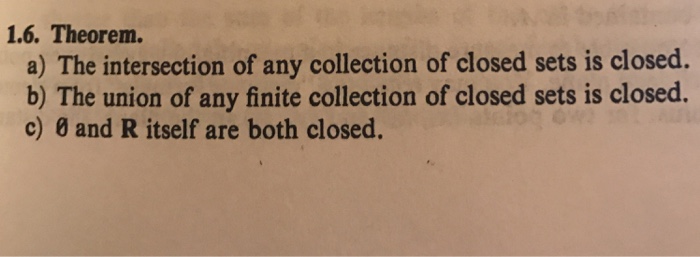 finite intersection of closed sets is closed
