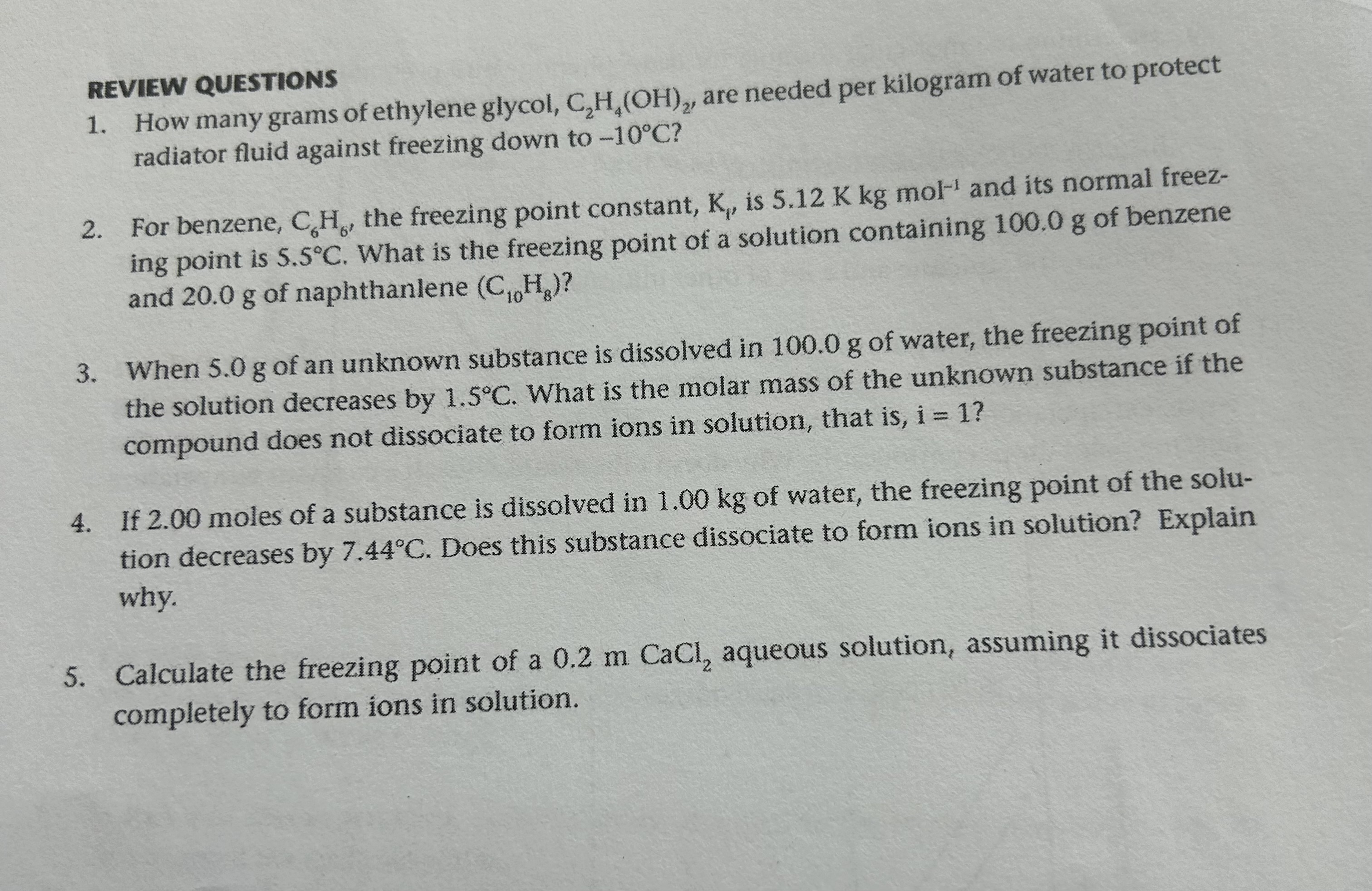 Solved REVIEW QUESTIONS 1. How many grams of ethylene Chegg