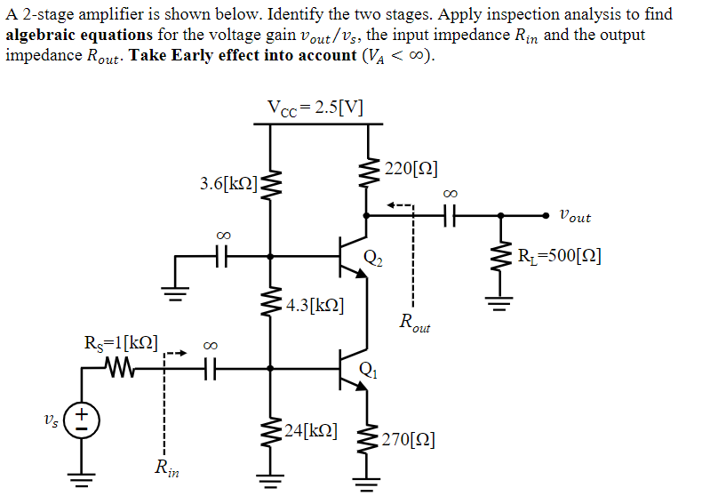 Solved A 2-stage Amplifier Is Shown Below. Identify The Two | Chegg.com