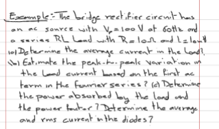 Solved Example: The bridge rectifier circuit has source with | Chegg.com