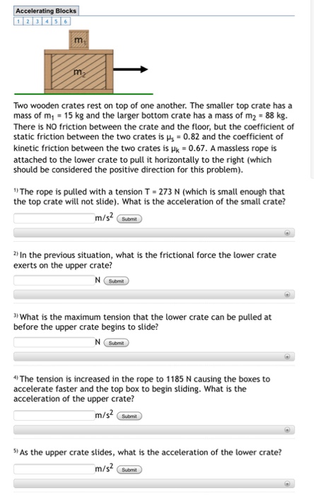 Solved Accelerating Blocks Two wooden crates rest on top of | Chegg.com