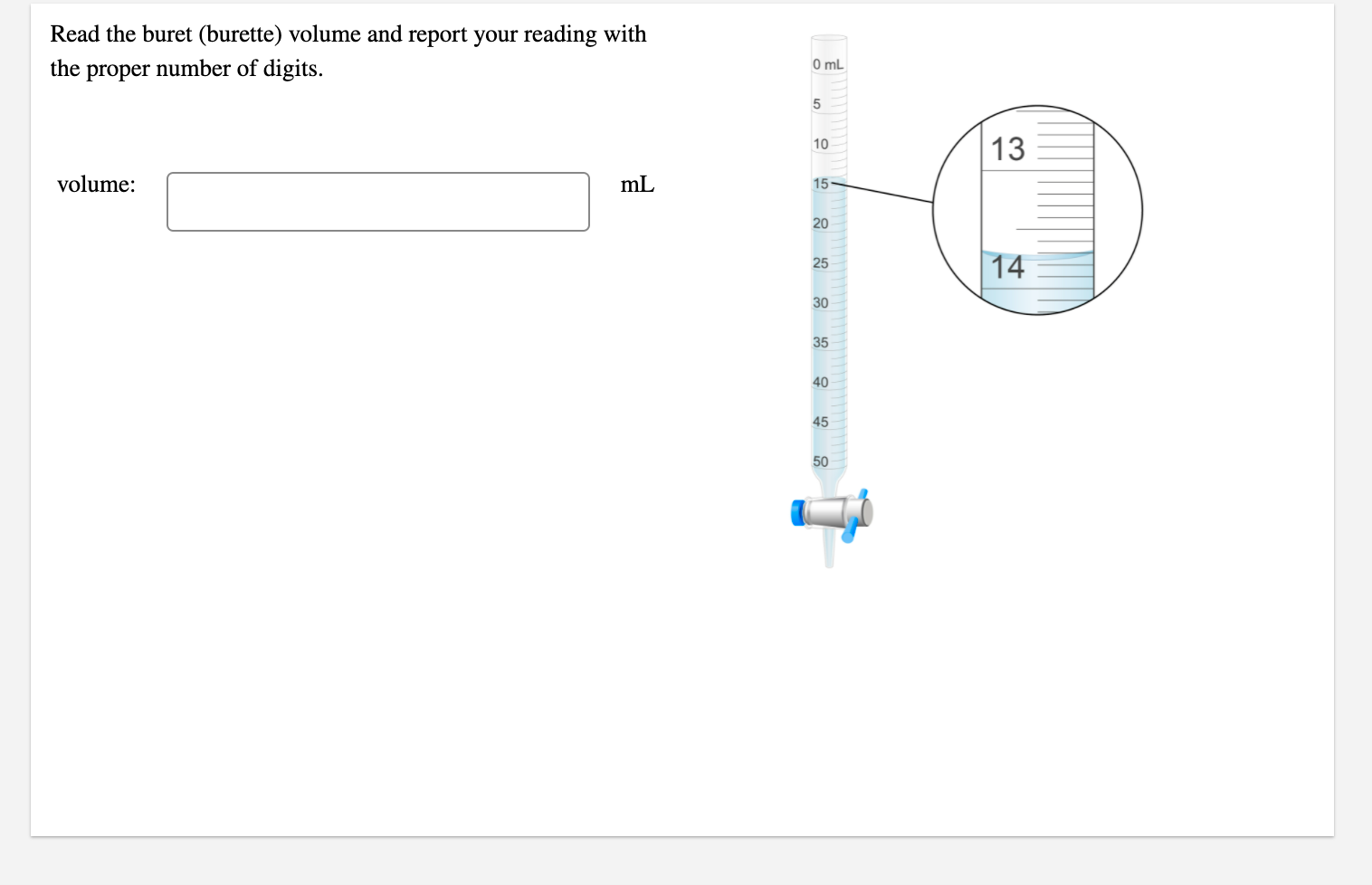 Solved Read the buret (burette) volume and report your