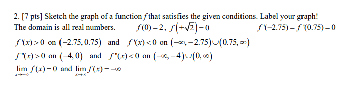 Solved 2. [7 pts) Sketch the graph of a function f that | Chegg.com