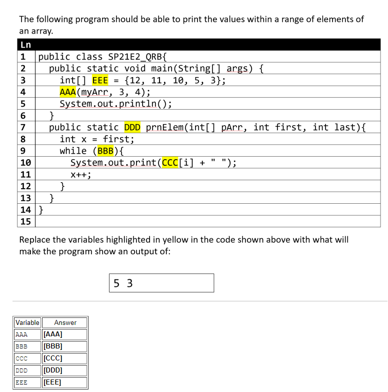Solved The following program should be able to print the | Chegg.com