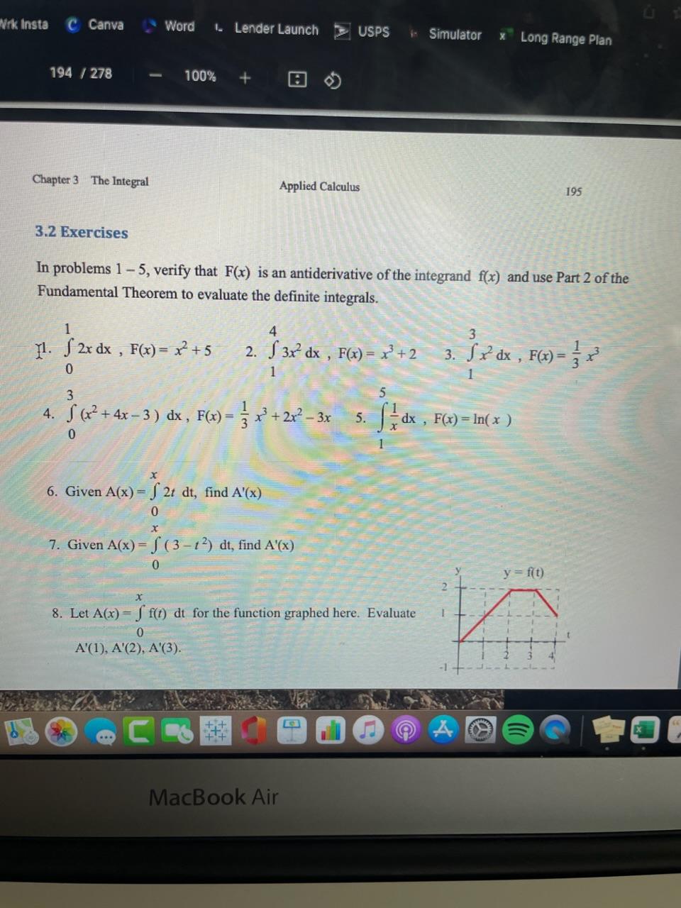 Solved 3.2 Exercises In problems 1−5, verify that F(x) is an | Chegg.com