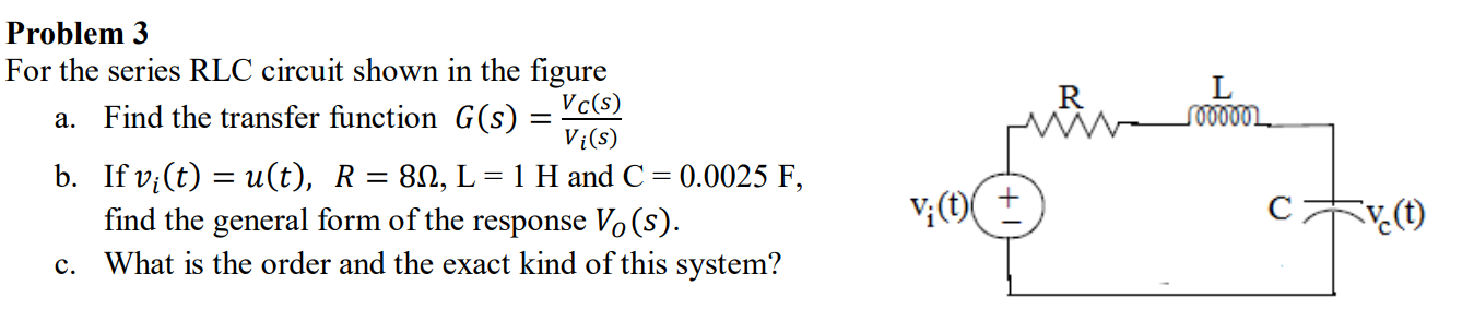 Solved R L 1000002.. Problem 3 For the series RLC circuit | Chegg.com