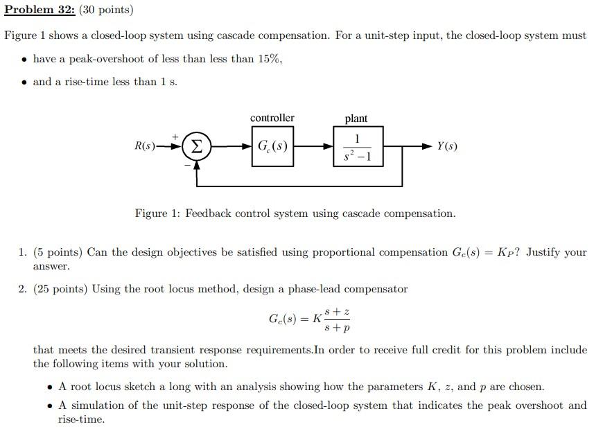 Solved Problem 32 30 Points Figure 1 Shows A Closed Loop Chegg Com