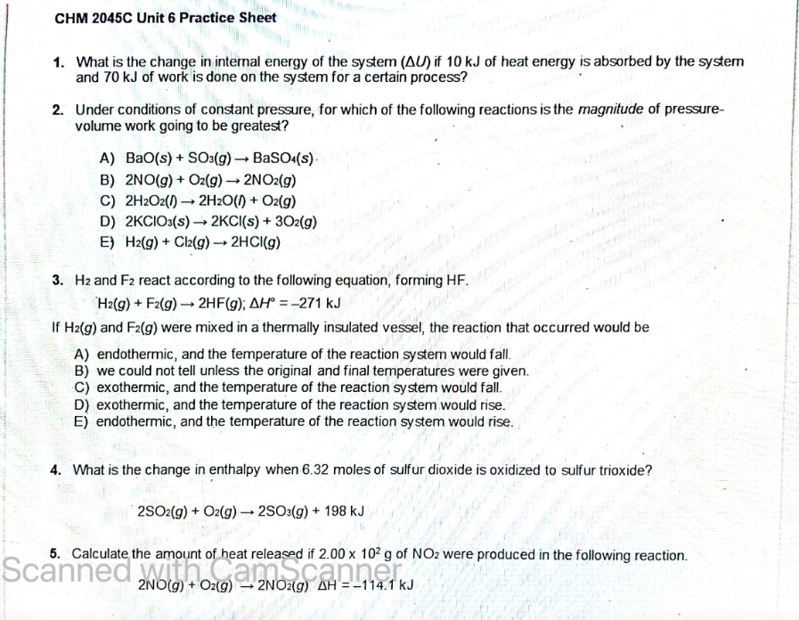 Solved 1. What is the change in internal energy of the