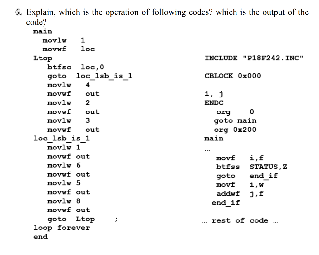Solved 6. Explain, which is the operation of following | Chegg.com