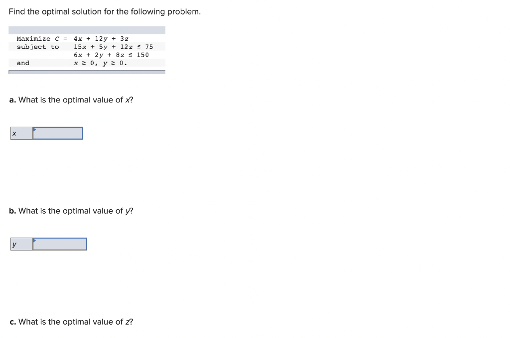 Solved Find the optimal solution for the following problem. | Chegg.com