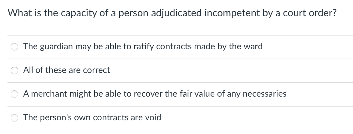 Solved What is the capacity of a person adjudicated | Chegg.com