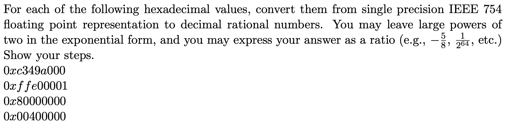 For each of the following hexadecimal values, convert | Chegg.com