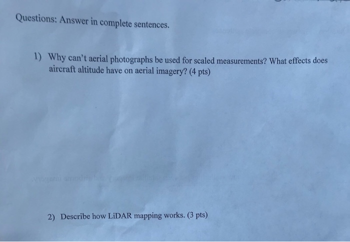 Solved Questions: Answer in complete sentences. Why can't | Chegg.com
