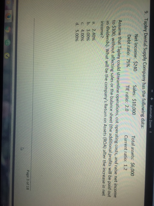 Solved Tapley Dental Supply Company has the following data