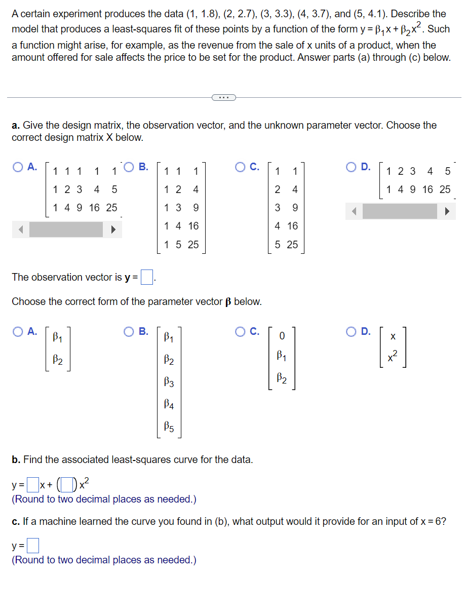 Solved A certain experiment produces the data (1, 1.8), | Chegg.com