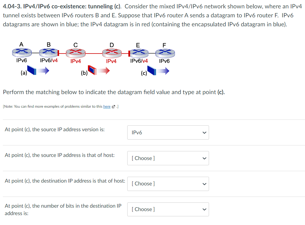 Solved 4.04-3. IPv4/IPv6 Co-existence: Tunneling (c). | Chegg.com