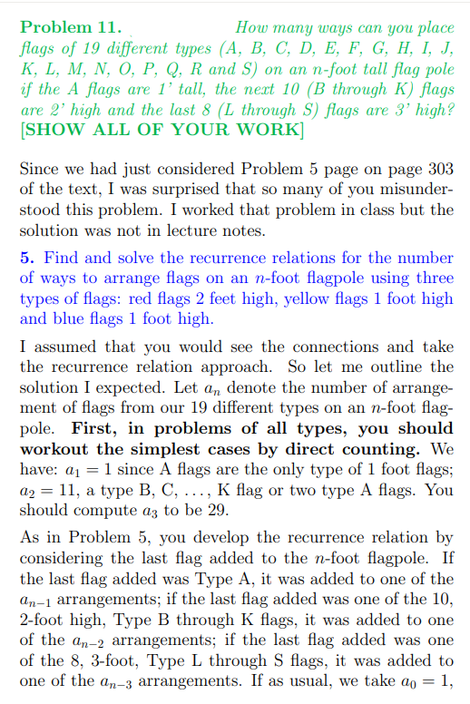 Problem 11 How Many Ways Can You Place Flags Of 19 Chegg Com