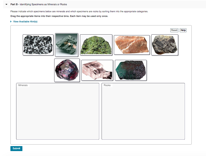 Solved Part A - Comparing a Mineral to a Rock Please examine Solved Part A - Comparing a Mineral to a Rock Please examine