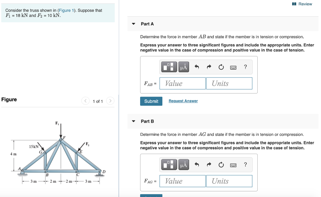 Solved Review Consider the truss shown in (Figure 1). | Chegg.com