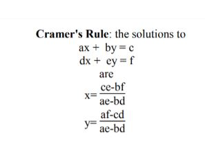 Solved Cramer S Rule Solutions Ax C Dx Ey F Ce Bf X Ae Bd Af Cd Yae Bd Q38753325