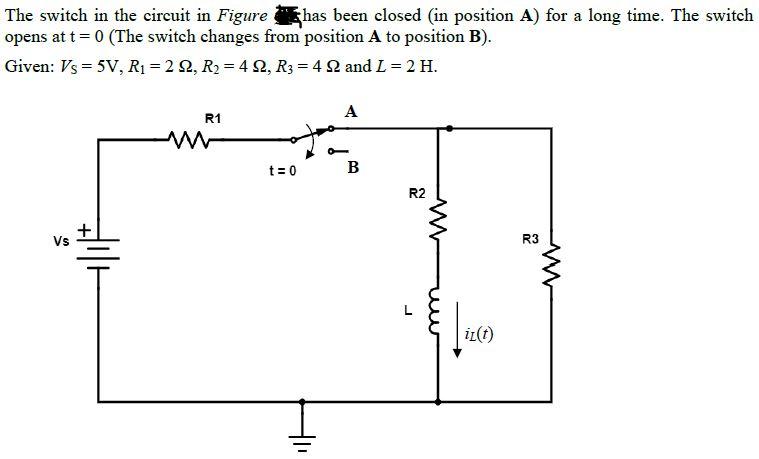 Solved The switch in the circuit in Figure has been closed | Chegg.com