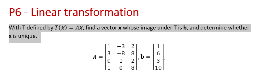 Solved P6 - Linear Transformation With \\( \\mathrm{T} \\) | Chegg.com