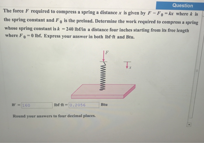 Solved Question The force the spring constant and Fo is the | Chegg.com