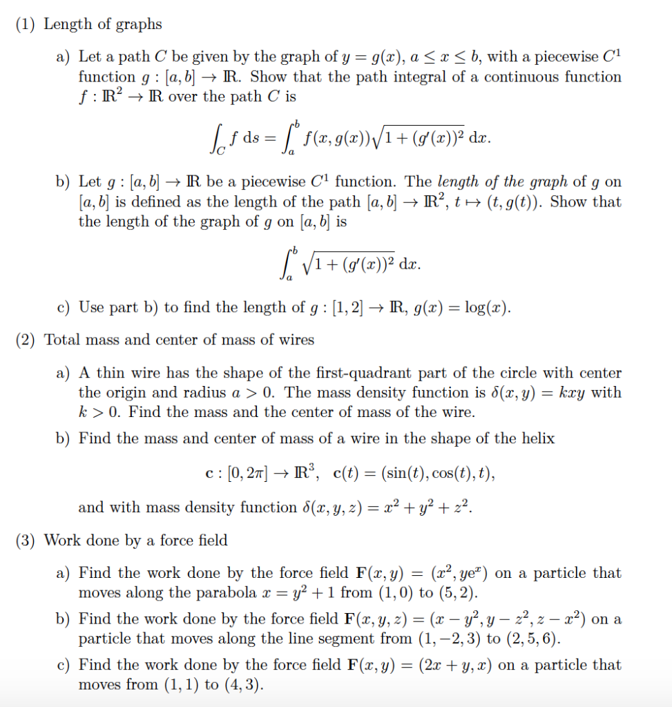 Solved (1) Length of graphs a) Let a path C be given by the | Chegg.com