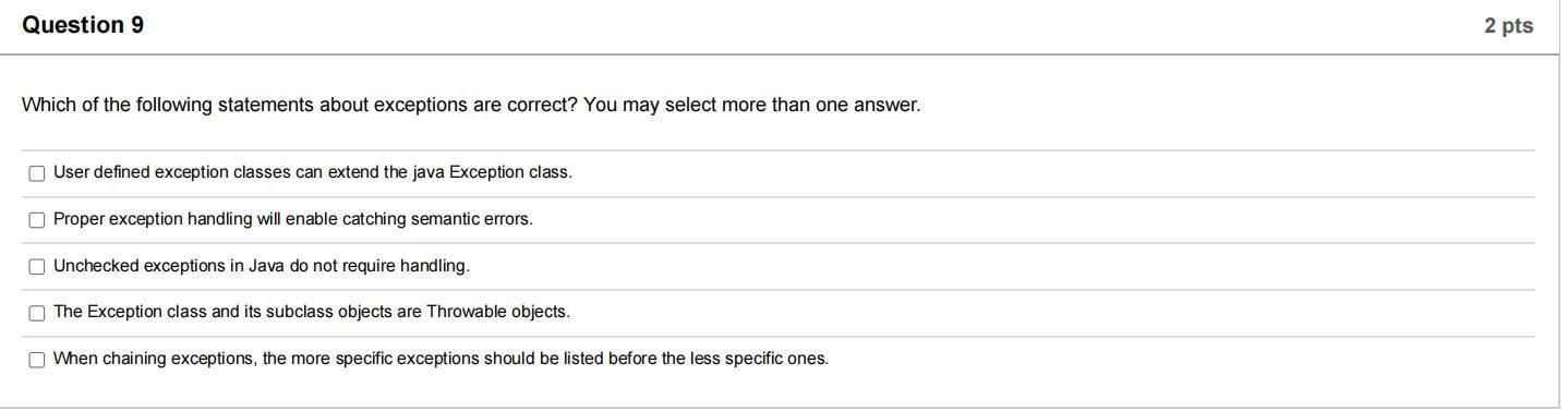 Solved Which of the following statements about exceptions | Chegg.com