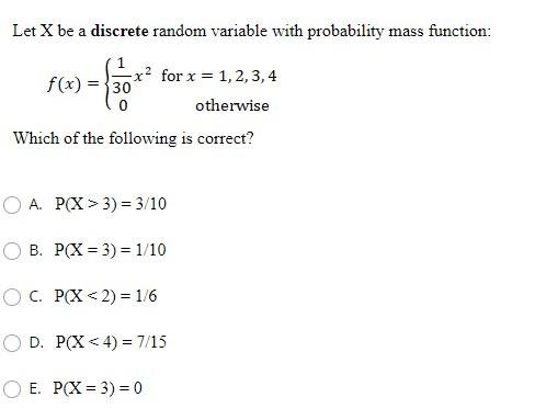 Solved Let X be a discrete random variable with probability | Chegg.com