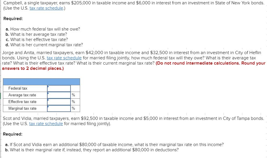 Solved Campbell, a single taxpayer, earns 205,000 in