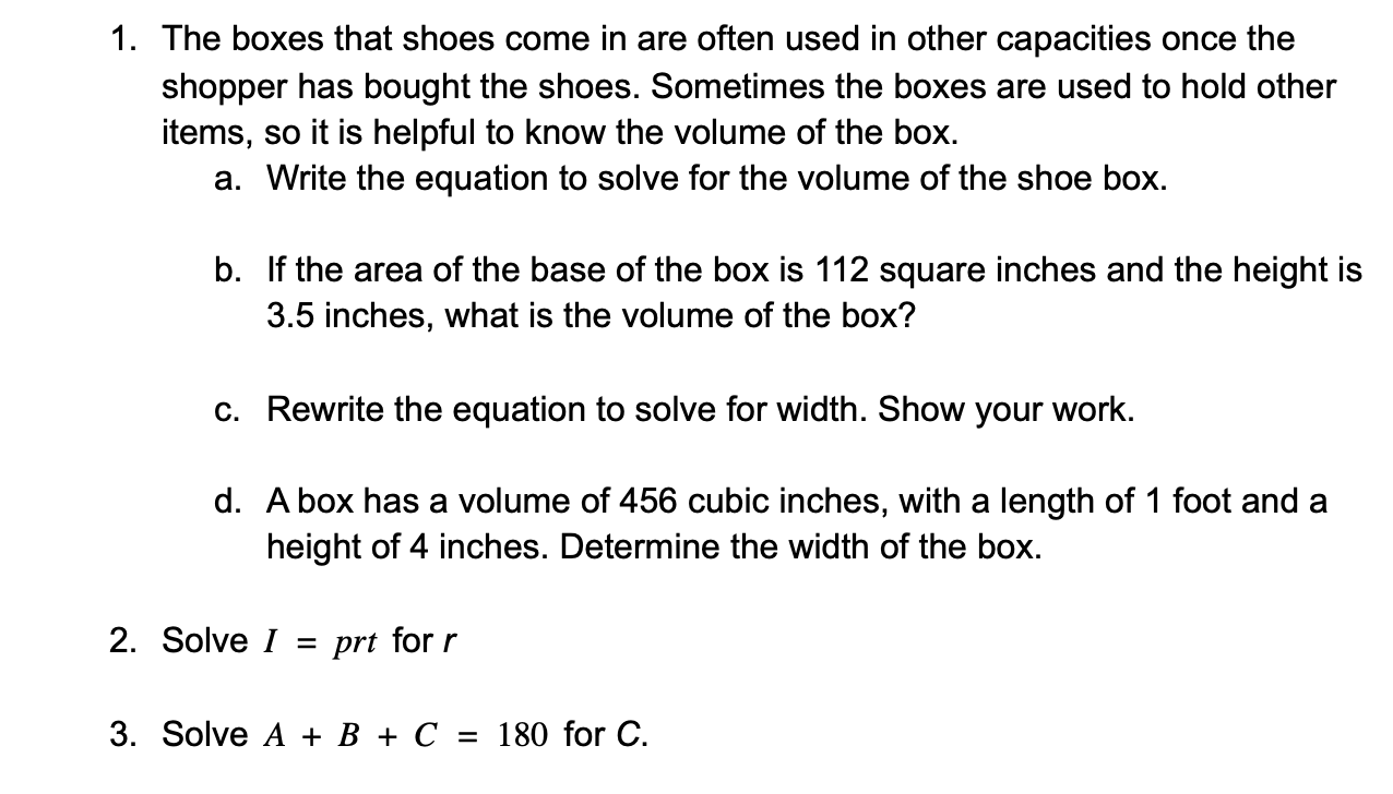 Solved 1. The boxes that shoes come in are often used in | Chegg.com