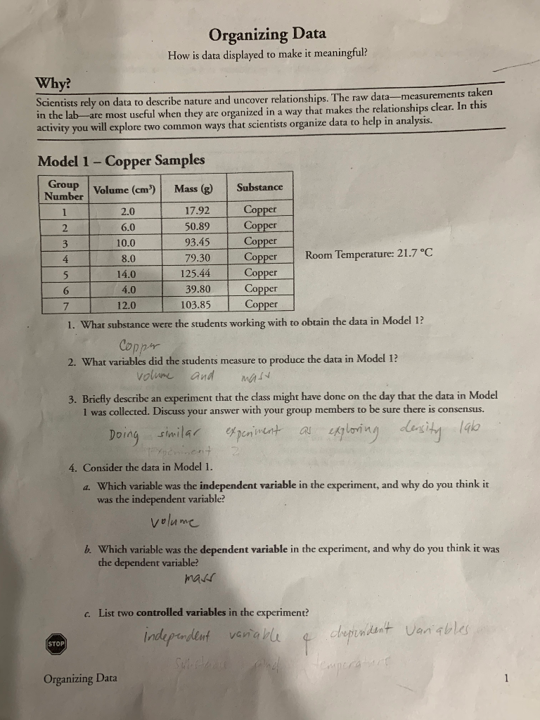 Organizing Data How is data displayed to make it | Chegg.com