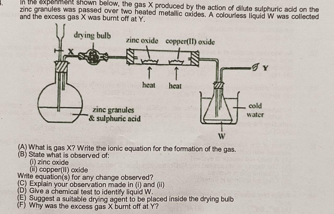 Solved In the expenment shown below, the gas X produced by