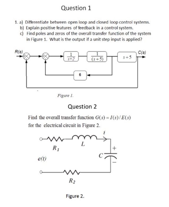 Solved Question 1 1. a Differentiate between open loop and