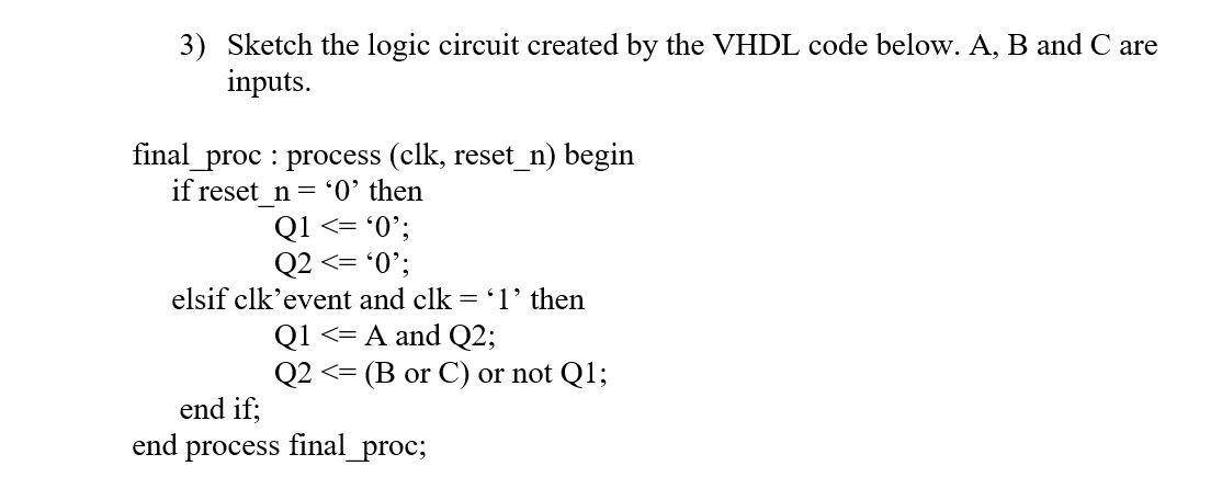 Solved 3) Sketch the logic circuit created by the VHDL code | Chegg.com