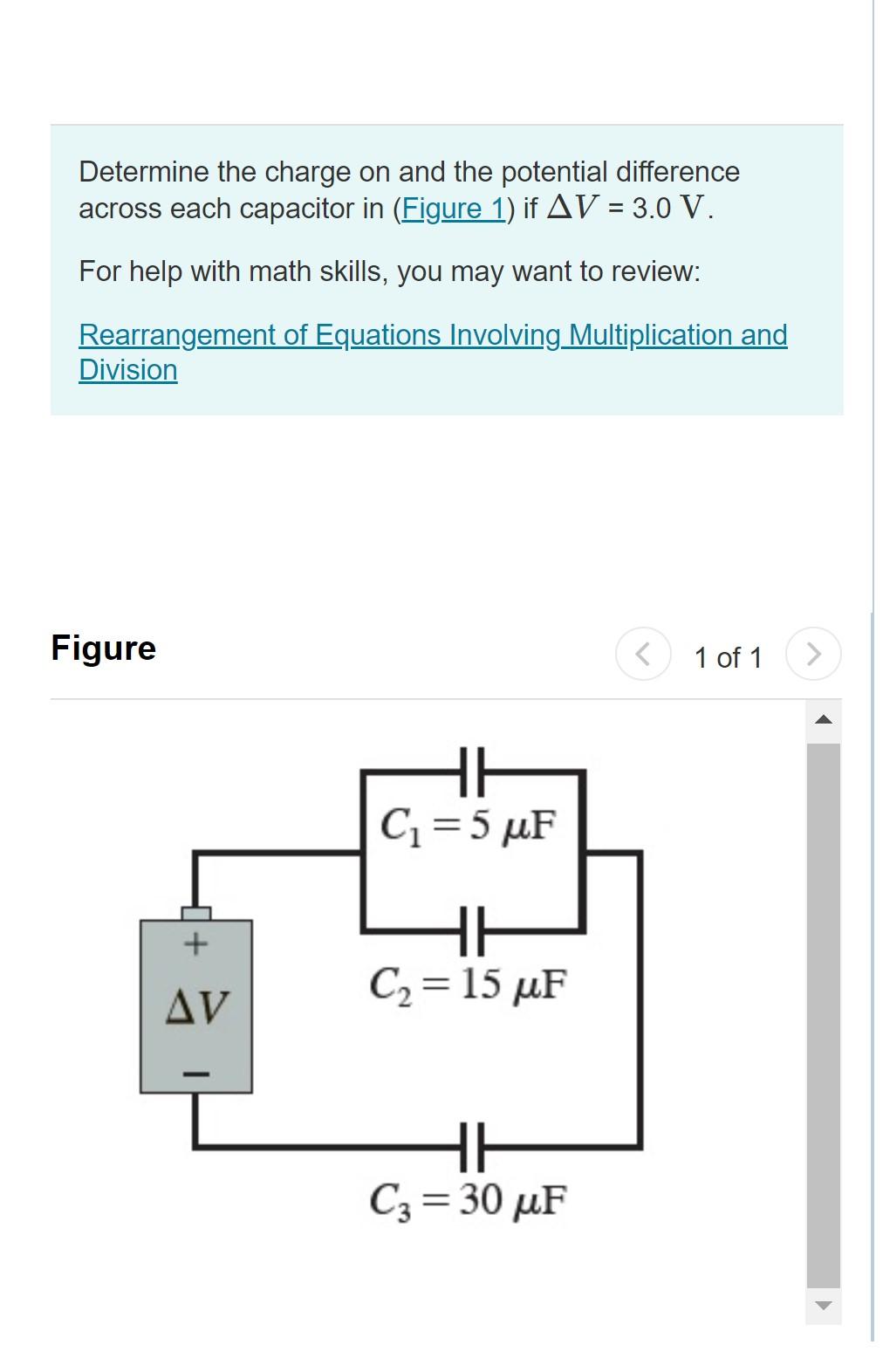 Solved determine the charge on and the potential difference chegg