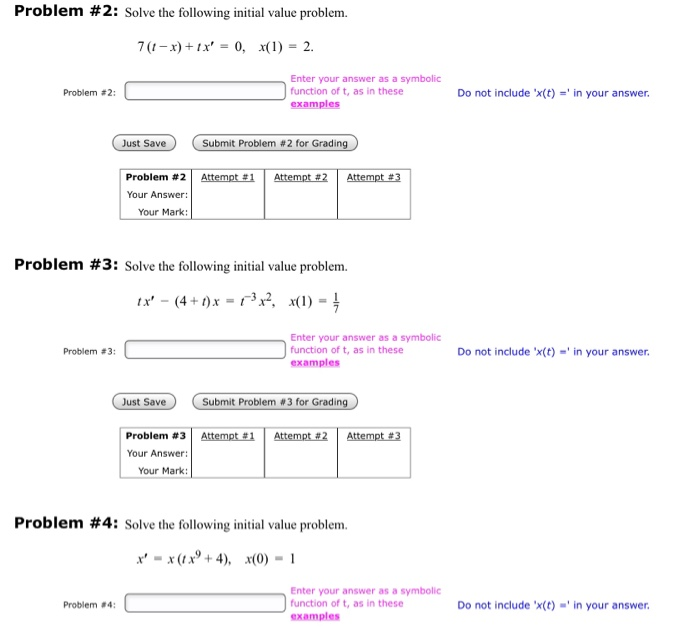 Solved Problem #2: Solve the following initial value | Chegg.com