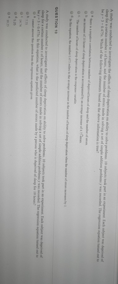 Solved A study was conducted to investigate the effects of | Chegg.com