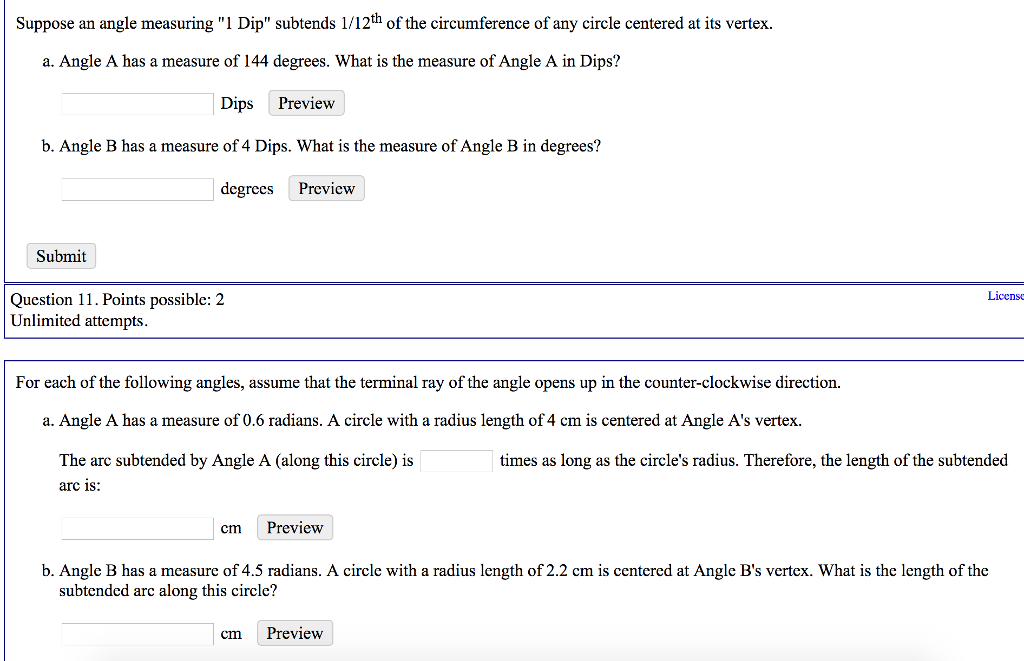 Solved Suppose an angle measuring "I Dip" subtends 1/12th of | Chegg.com