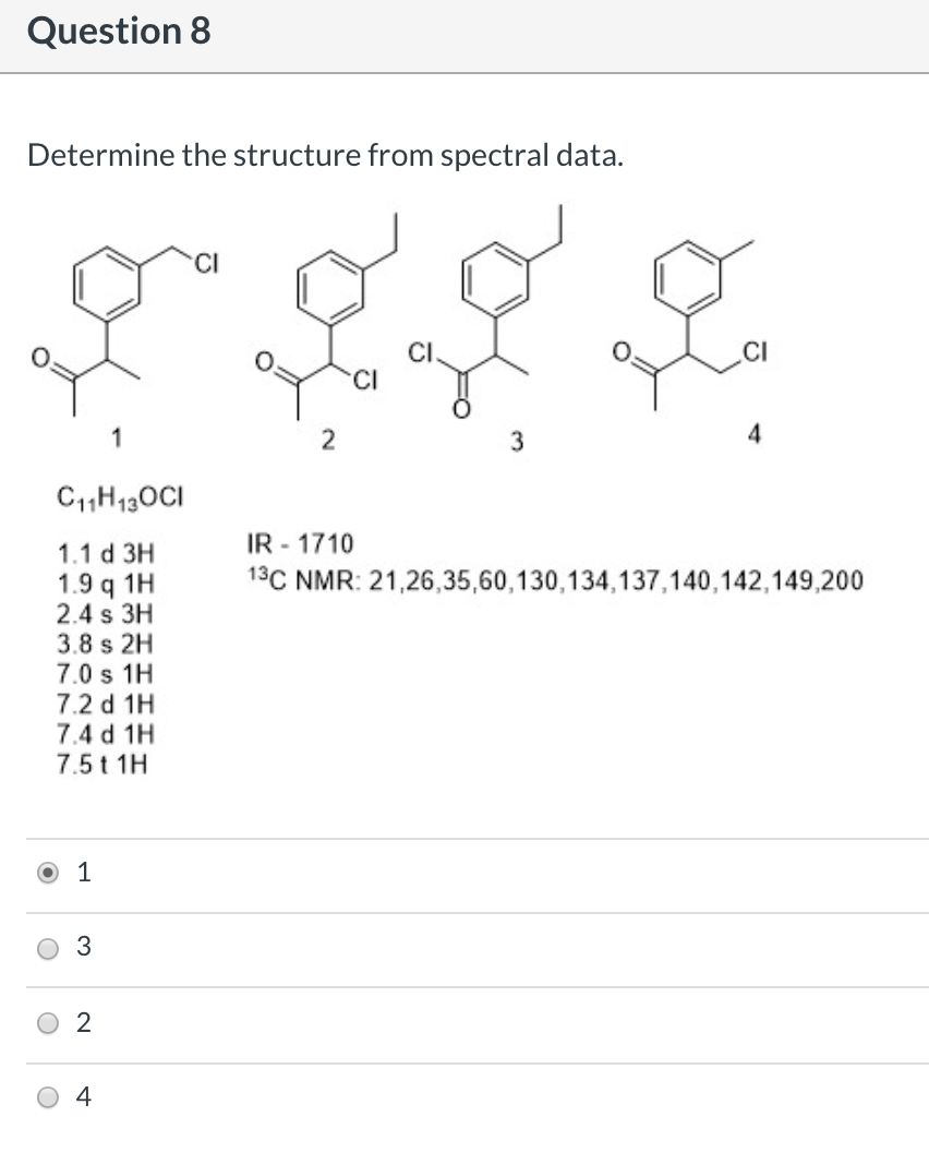 Solved Question 8 Determine The Structure From Spectral | Chegg.com