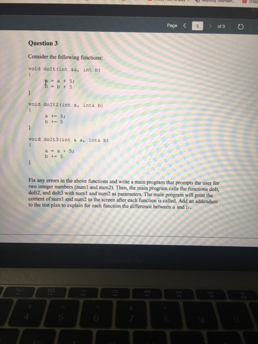 Solved Page of 3 O Question 3 Consider the following | Chegg.com