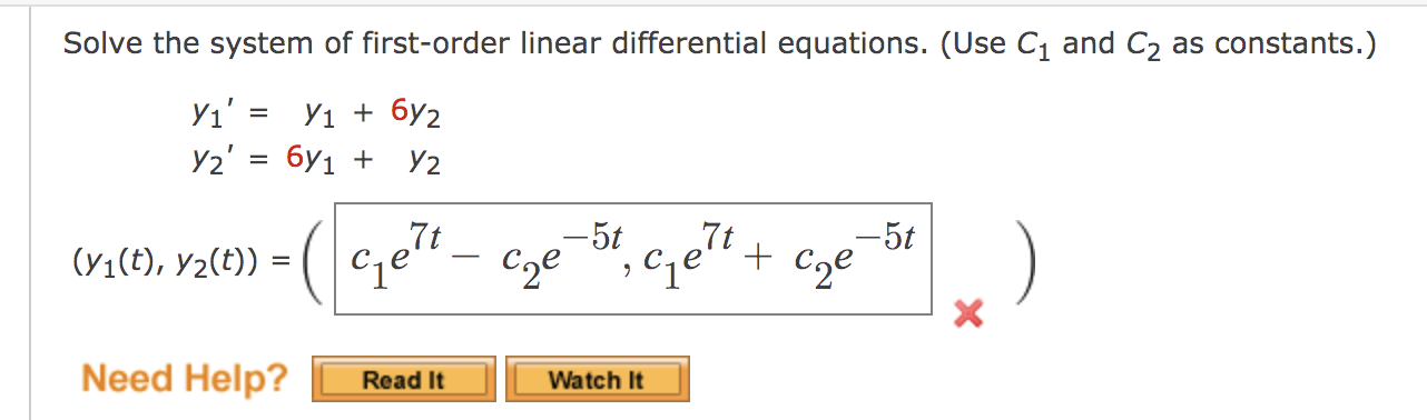 Solved Solve the system of first-order linear differential | Chegg.com