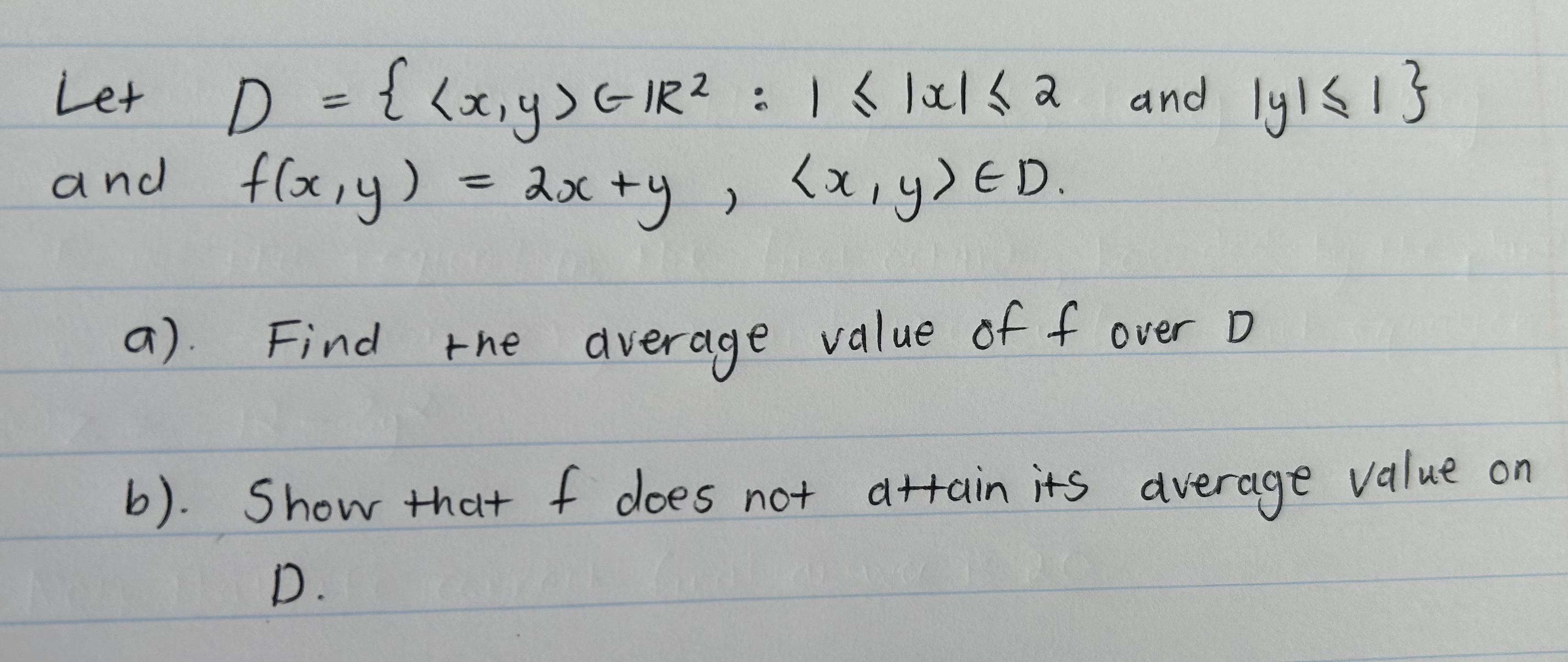 Solved Let D { X Y ∈r2 1⩽∣x∣⩽2 And ∣y∣⩽1} And