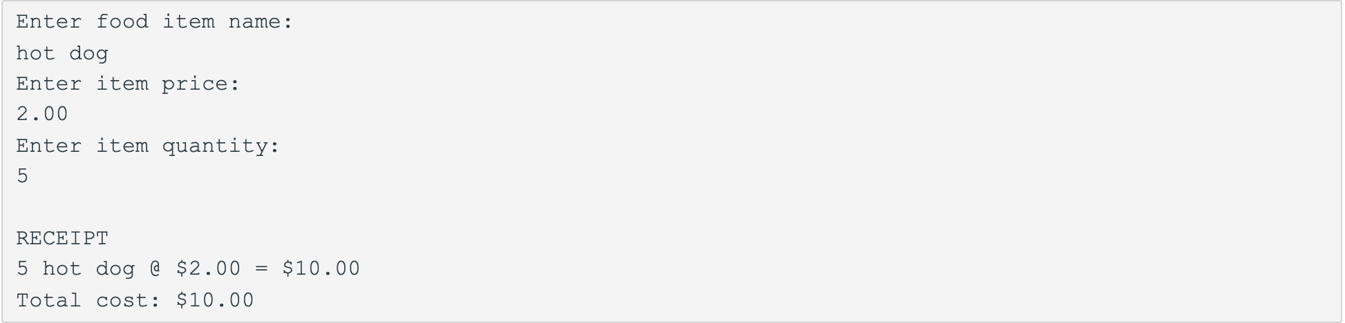 Solved Please Python! LAB*: Program: Food receipt Instructor | Chegg.com