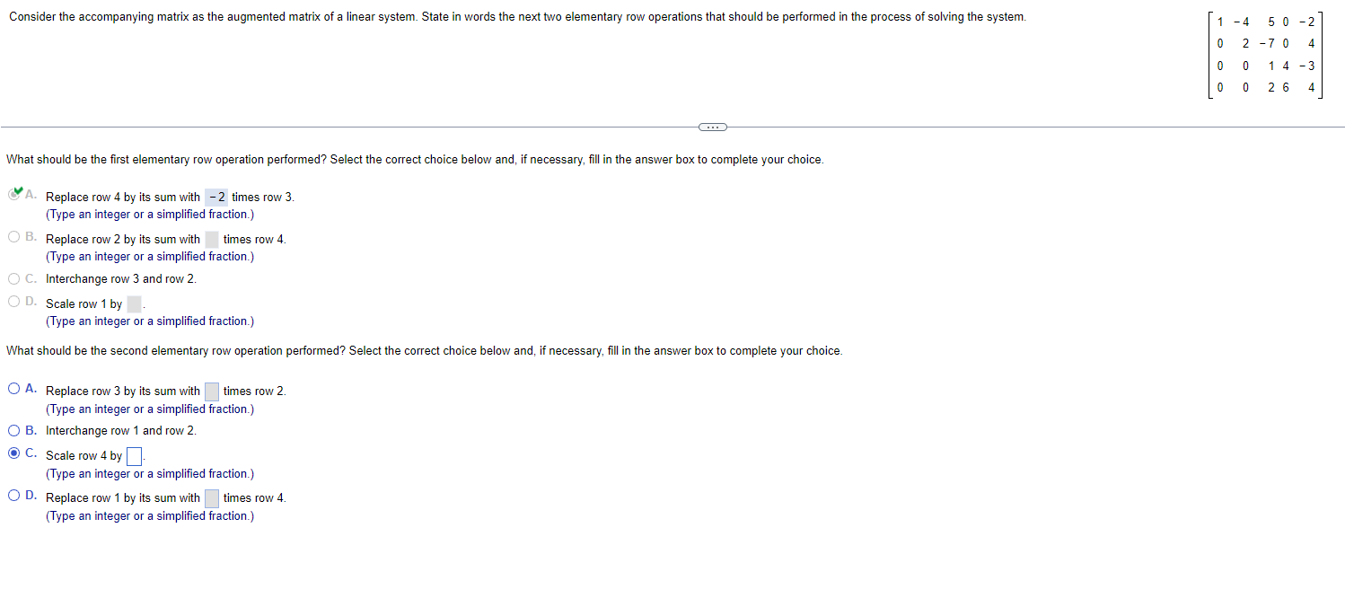 Solved at should be the first elementary row operation Chegg